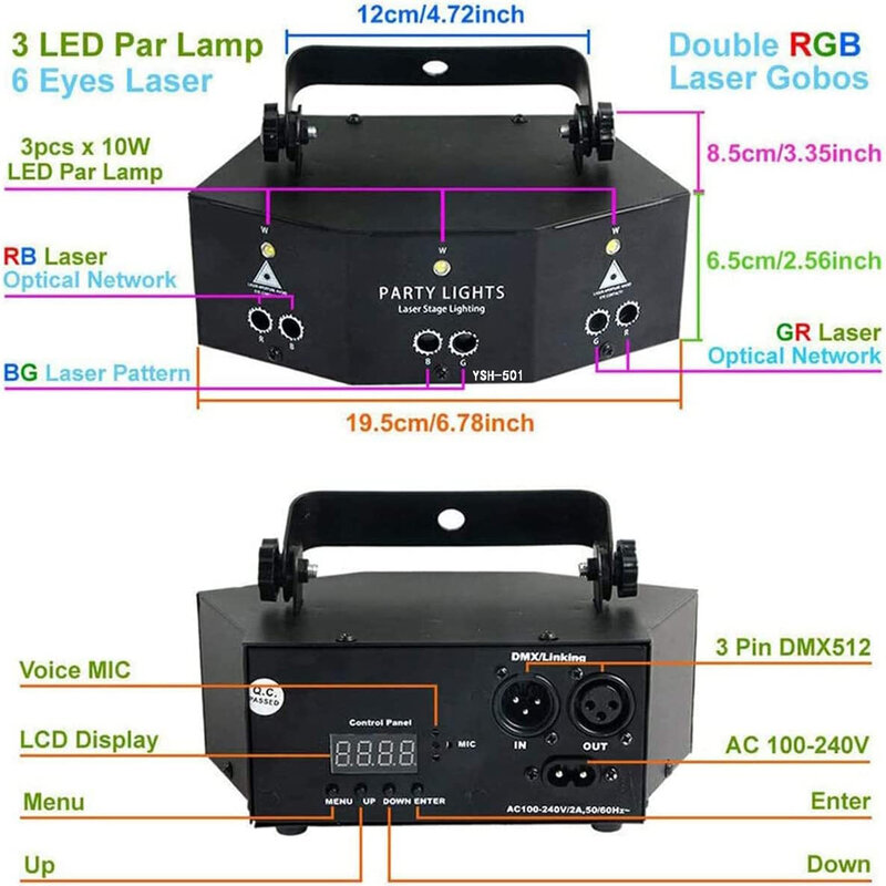 9 Lens Laser Stage Light Scan Light Personalised LED Light 9-Eye RGB DMX Scan Projector Colorful KTV Bar Laser Stage Light Disco