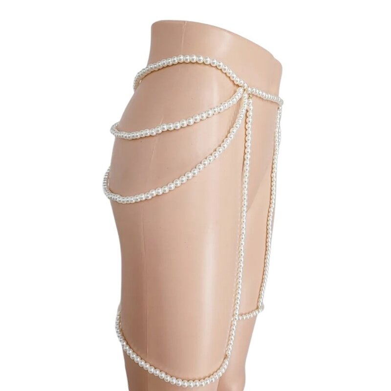 Pas biodrowy stylu streetwear Elegancki łańcuszek perłami na festiwal muzyki tanecznej