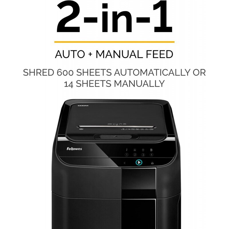 Fellowes AutoMax 600M 2-in-1 Heavy Duty Auto Feed Commercial Paper Shredder with Micro-Cut