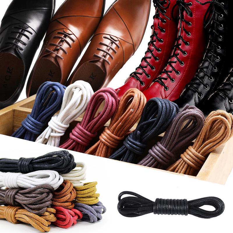 1 Pair Leather Shoelace Waxed Shoelaces for Shoes Soild Cotton Boot Laces Waterproof Strings Round Sports Running Rope Shoe lace