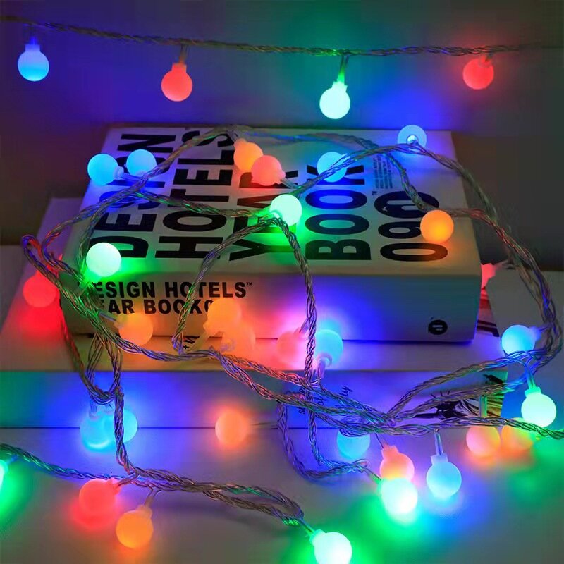 Guirnalda de bolas LED con alimentación por USB y batería, guirnalda de luces de hadas para cumpleaños, hogar, Navidad, vacaciones, boda, decoración de fiesta, 12M