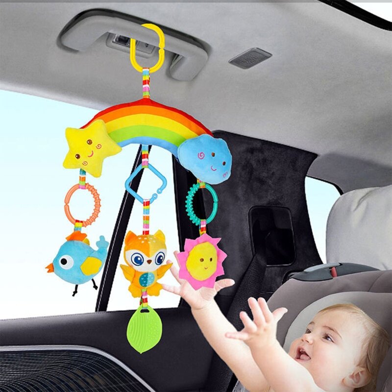 Poussette Mobile pour bébé, hochet, pendentif, Animal de dessin animé, poupée pour nourrissons, cloche suspendue, jouets éducatifs sensoriels