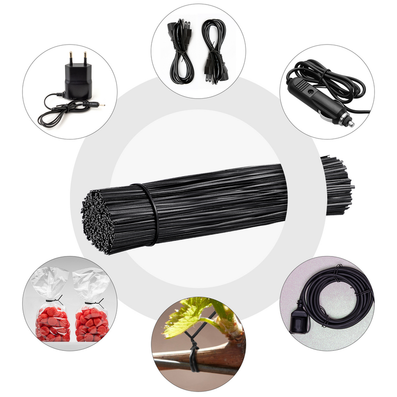 500pcs Cable Organizer Ties Twists Ties Wire Cable Wraps Rust-proof Cord Twists Ties (15cm, Black)