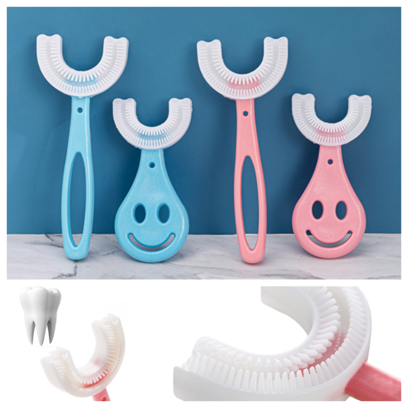 Spazzolino da denti per bambini spazzolino da denti per bambini a forma di U a 360 gradi in Silicone per bambini pulizia per l'igiene orale dei denti