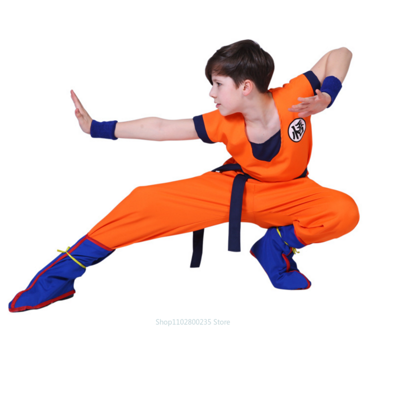 Anime Dragon Ball Z Kinder Sohn Goku Cosplay Kostüm Gui Urlaub Kostüme Schwanz Wrister Perücke Kinder verkleiden Halloween Party Geschenk