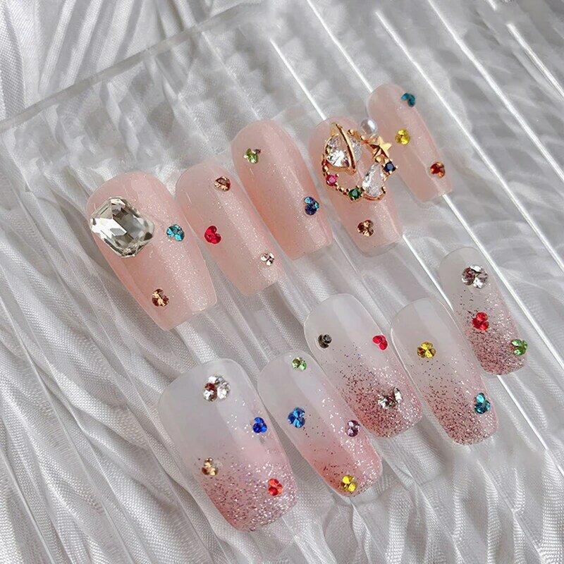 HNUIX 1440pcs Nail tip bottom Crystal Rhinestone 3D With Colors Nail Art Rhinestone Small size with quality For Nail Decoration