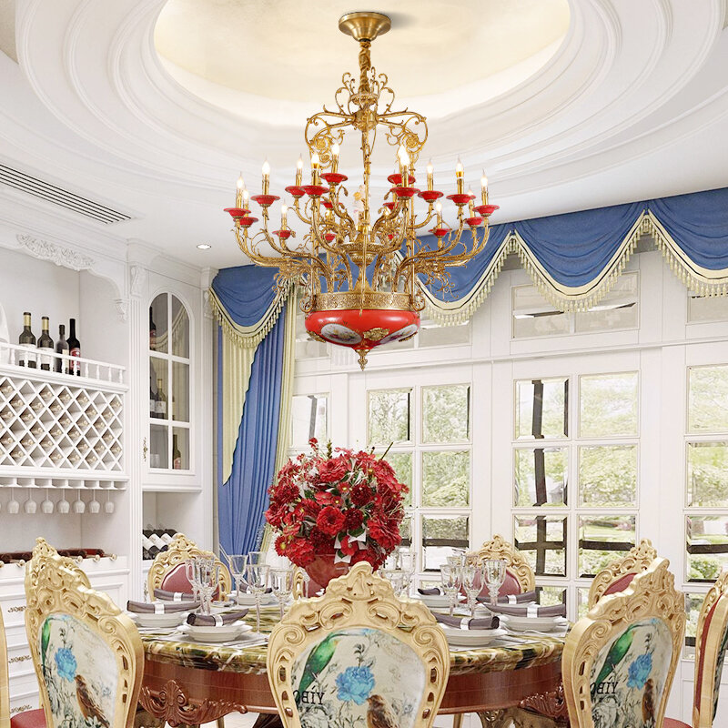 High-end francês all-copper cerâmica lustres duplex edifício luxo villa sala de estar sala de jantar lâmpadas palácio europeu