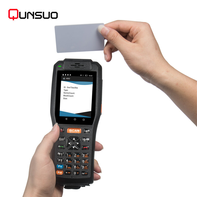 Qun Suo PDA3505-Scanner de codes-barres laser 1D, terminal robuste avec imprimante thermique intérieure 58mm