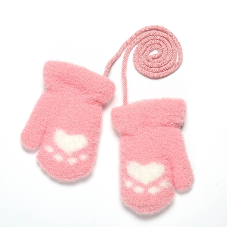 97BE Soft Plush ถุงมือเด็กการ์ตูนสำหรับ Claw หนาถุงมือทารกแรกเกิดถักผ้าฝ้ายถุงมือสำหรับเด็กทารก