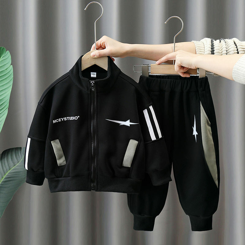Комплект одежды для мальчиков, пальто и штаны, 2 шт./комплект, хлопковая Спортивная одежда на молнии, весна-осень 2023, спортивный костюм, детская одежда для подростков