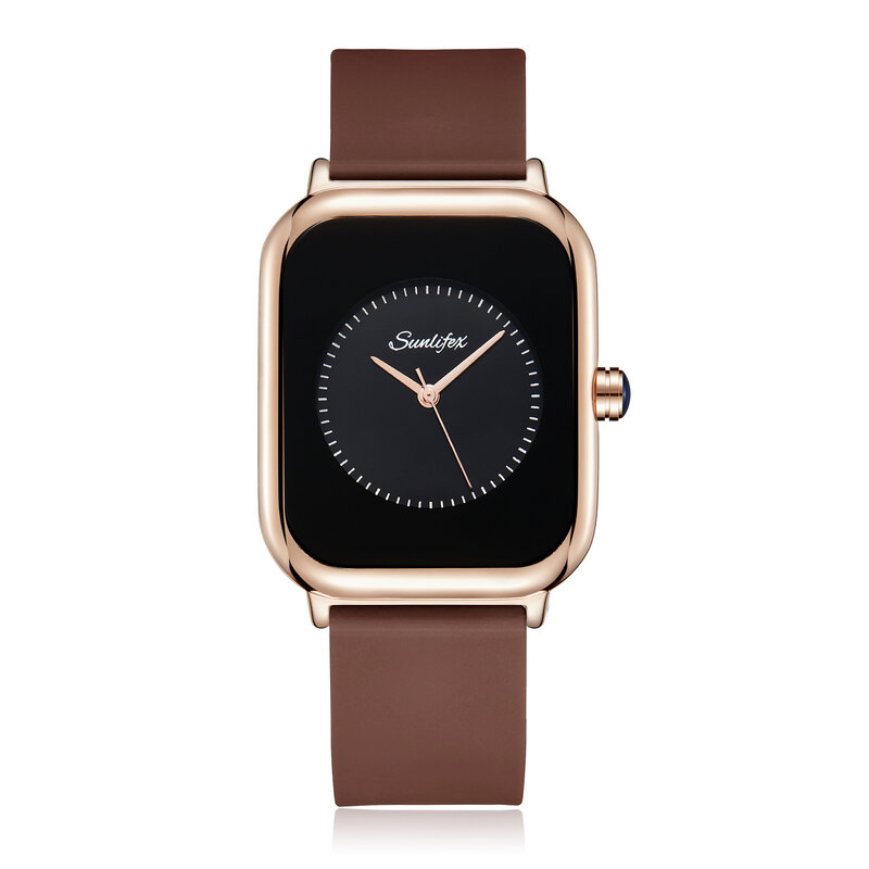Relojes de marca de lujo para hombres y mujeres, reloj de pulsera cuadrado de cuarzo dorado y negro, correa de silicona impermeable, 2023