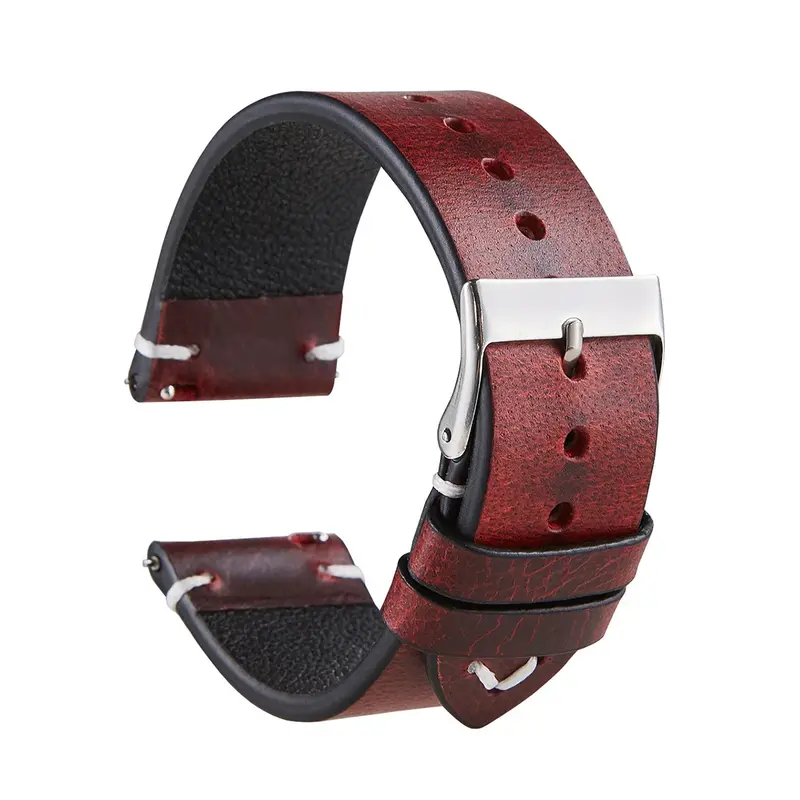 Vintage Oil Wax Discolored Cowhide Watchband Quick-release Ultra-thin Genuine Leather Strap 18mm 20mm 22mm