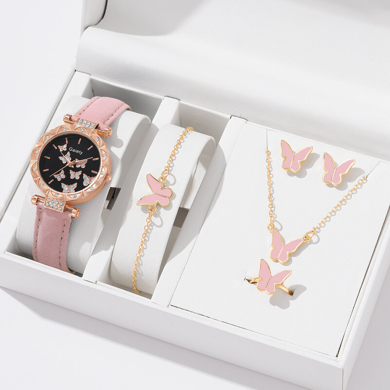 Zestaw zegarka z cyfrowym paskiem w kształcie motyla dla kobiet w nowym stylu. Osobowość mody