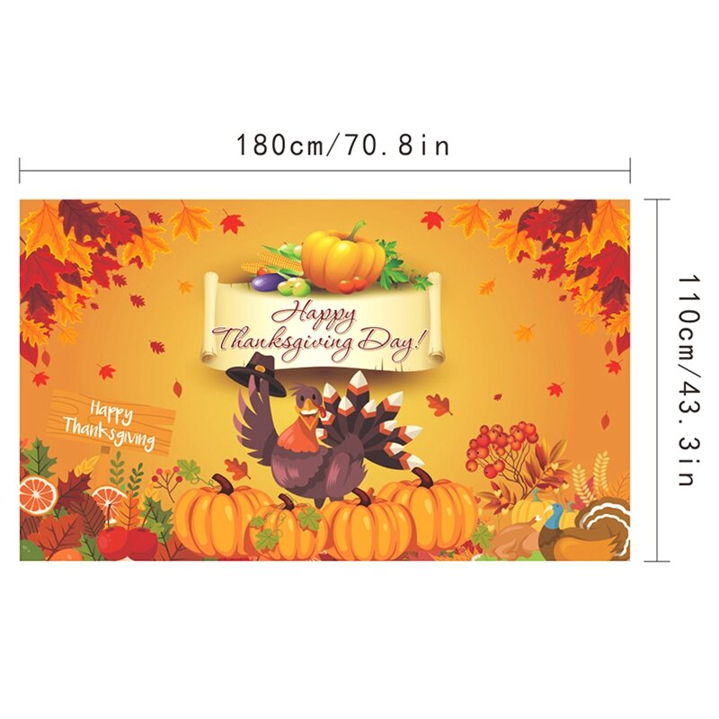 Happy Thanksgiving Day Hanging Fall Harvest Poster Background Banner 70.8Inx43.3In For Thanksgiving Day Party Decoration