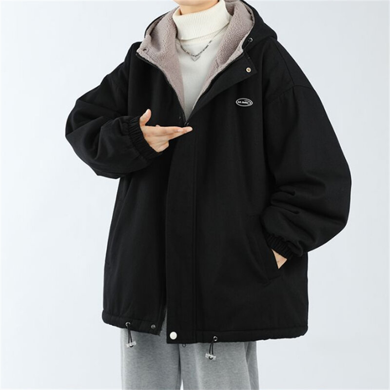 Jaqueta de algodão quente masculina casacos de zíper casaco à prova de vento casual outwear espesso