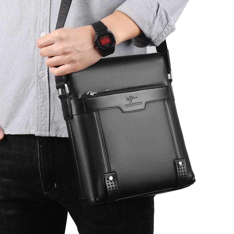 ผู้ชายหนังไหล่กระเป๋าชั้นหัว Cowhide Crossbody กระเป๋า9.7นิ้ว iPad Case กระเป๋าเดินทางชายกระเป๋าถือผู้ชาย