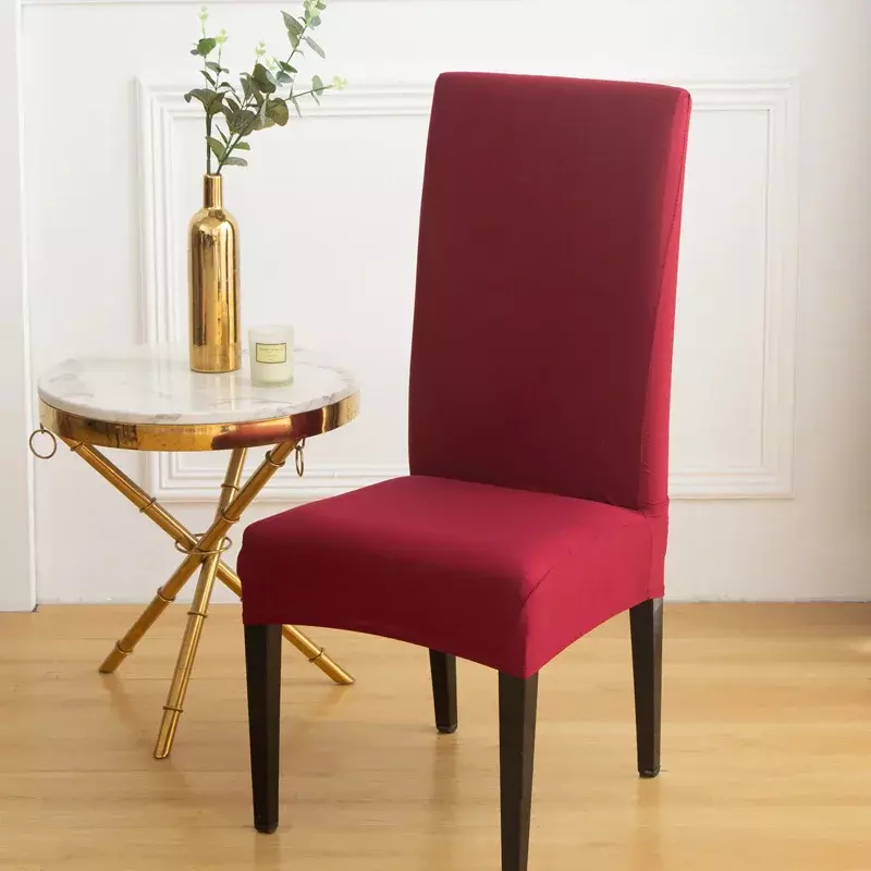 Sarung kursi warna polos dapur makan elastis, pelindung furnitur pelindung kursi pernikahan kantor ruang tamu Hotel Dekorasi Rumah