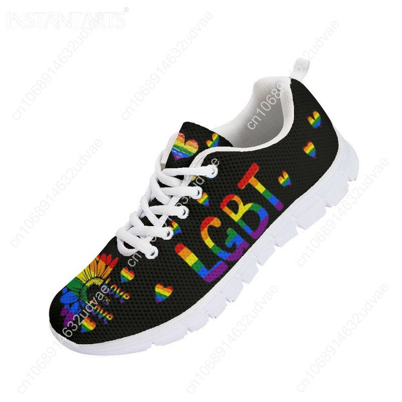 Женские кроссовки ЛГБТ на плоской подошве, дышащие сетчатые кроссовки со шнуровкой и принтом подсолнуха, обувь для бега, новинка 2022