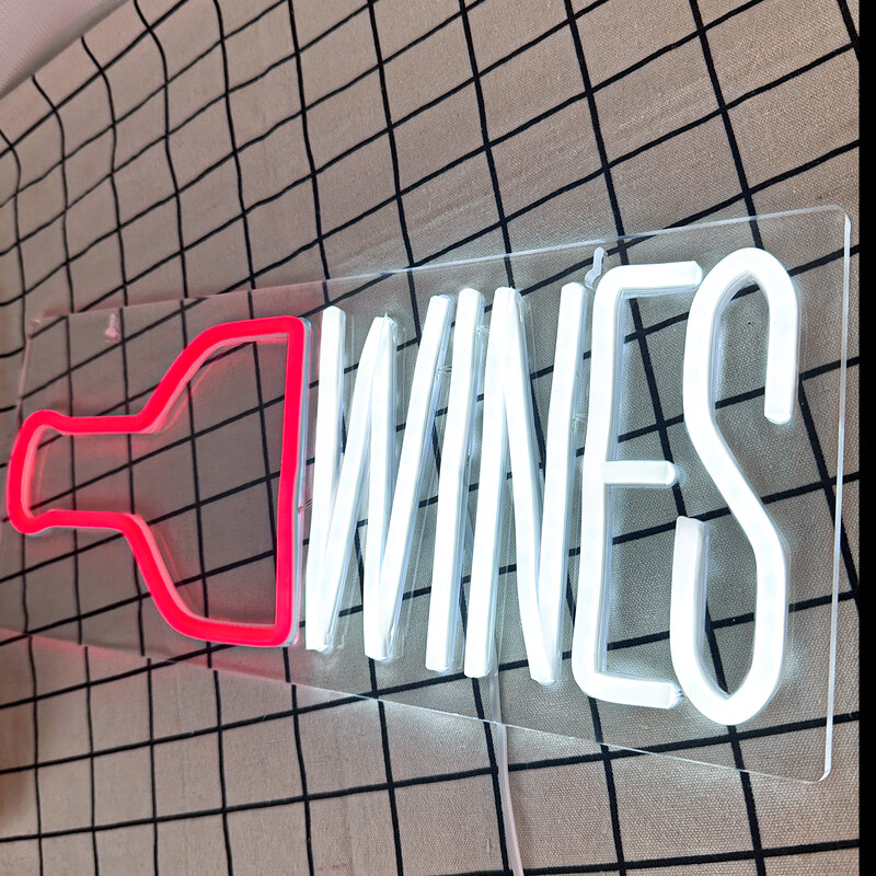 Wine Neon Sign Luzes LED, Design Criativo Logo, Carta de garrafa, Decoração do quarto de maquiagem, Festa, Café, Casa, Bar
