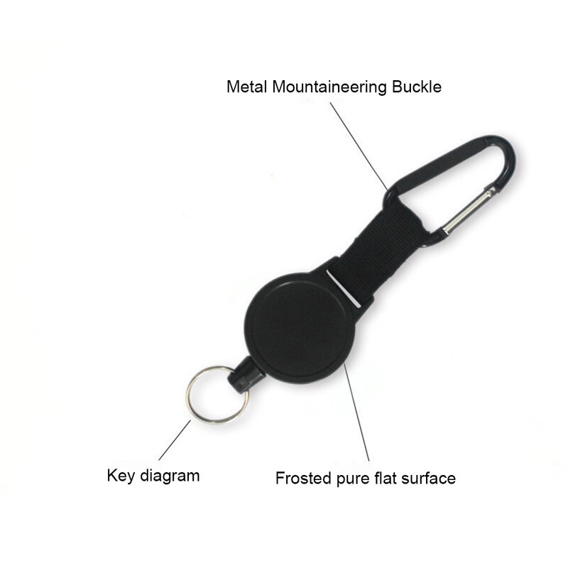 Gantungan kunci dapat ditarik awet ABS dengan tali teleskopik dan pengait tidak rontok lencana dan cincin kunci