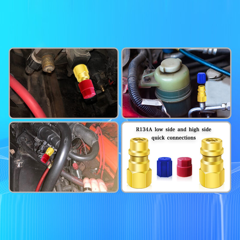 Ar Condicionado Fitting Port Adapter Kit, Kit Retrofit Válvula, Ar Condicionado Reparação Ferramentas, Acessórios Do Carro, R12 Para R134a, 2pcs