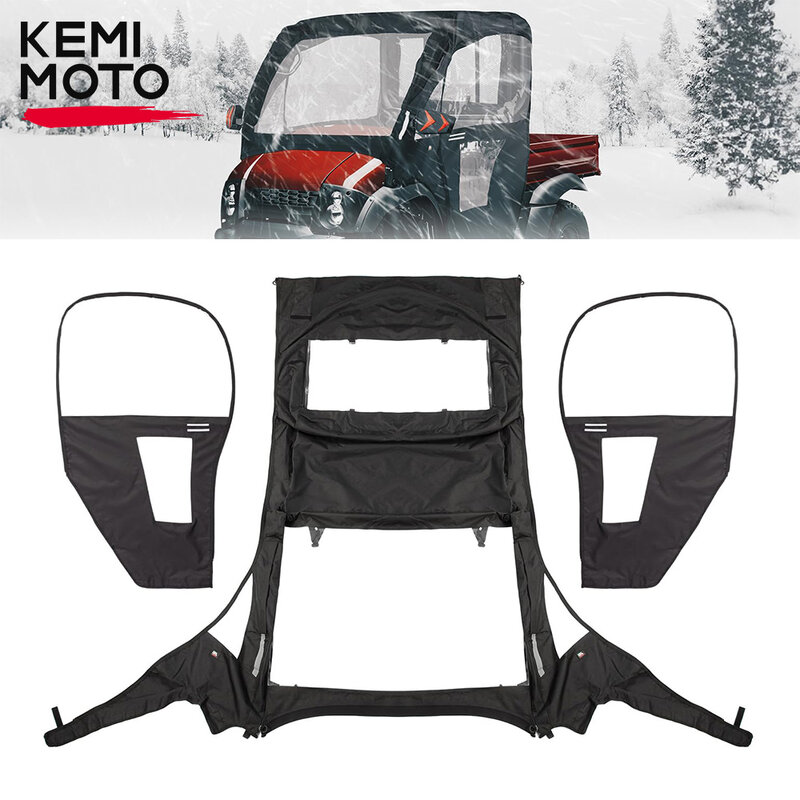 KEMIMOTO UTV Roll Up/Down cabina in PVC compatibile con Kawasaki Mule 600, 610, 610 4x4, 610 4x4 XC 2015 modelli e più vecchi