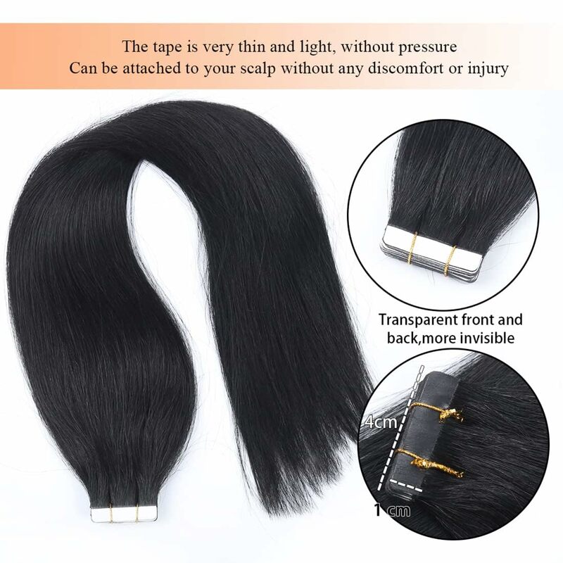 Tape in Hair Extensions Human Hair Invisible Straight Tape Hair Extensions for Women Seamless Skin Weft
