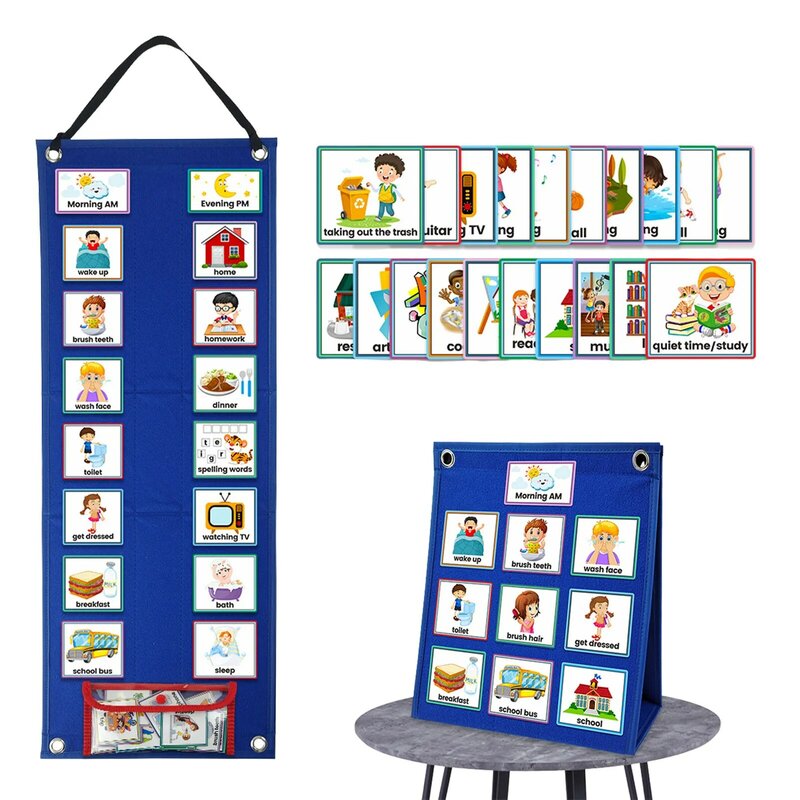 Calendário visual diário para crianças, cartões de routine para casa, sala de aula, escola e casa
