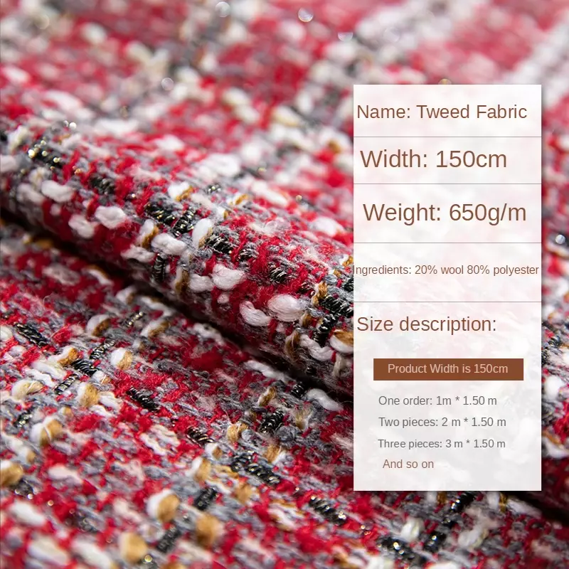 Tweed Stoff im Meter für Kleidung Mäntel Röcke Weste Taschen Nähen Winter Stoff verdickt Plaid dekorative drapieren Textil weich