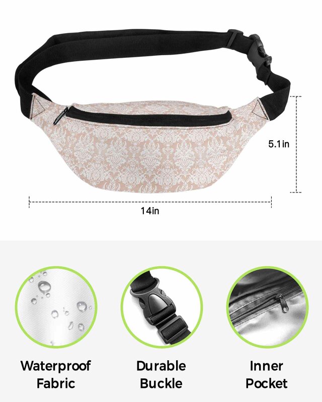Ethnic Style Retro Persian Pattern Floral Phone Belt Bag Wallet Pouch Waterproof Waist Bag Fanny Pack for Women Men