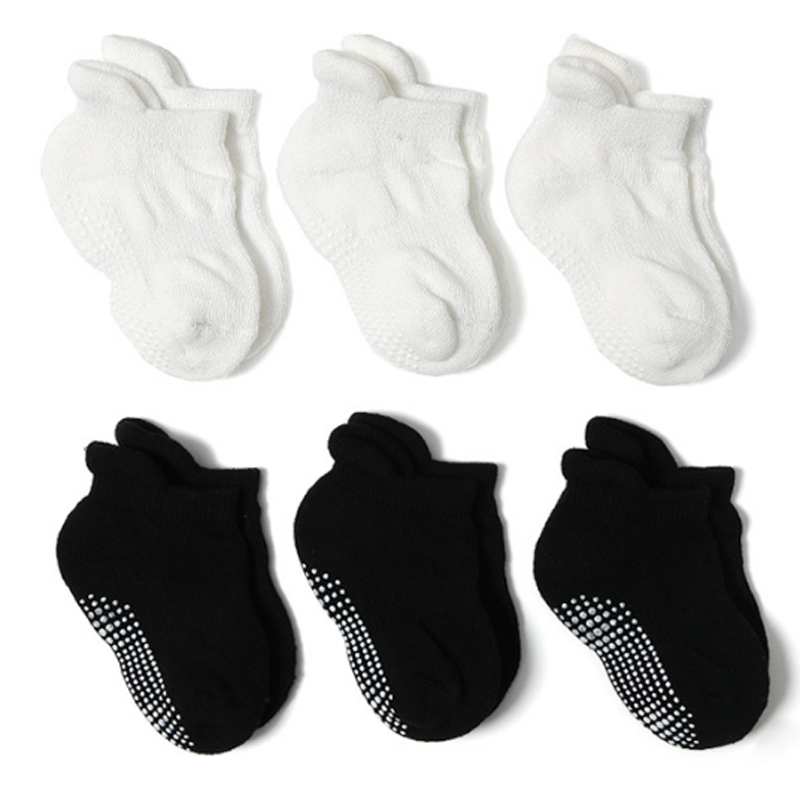 3คู่/ล็อตใหม่สีดำ/สีขาวถุงเท้าเด็กทารกสบายๆเด็กลื่นถุงเท้าเด็ก