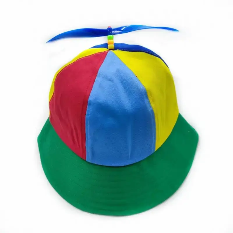 Chapeau avec hélice d'hélicoptère d'été pour enfants et adultes, chapeau avec chapeau, Patchwork coloré, libellule, perles, Cosplay, fête, ajustable