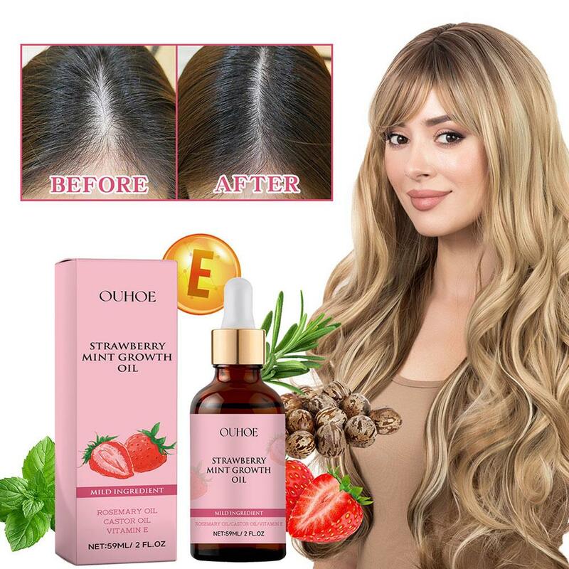 Aceite de fresa para reparación de cabello dañado, aceite de refuerzo seco dividido, hidratante, nutre el cabello, tratamiento de extremos, cuidado S F8U3