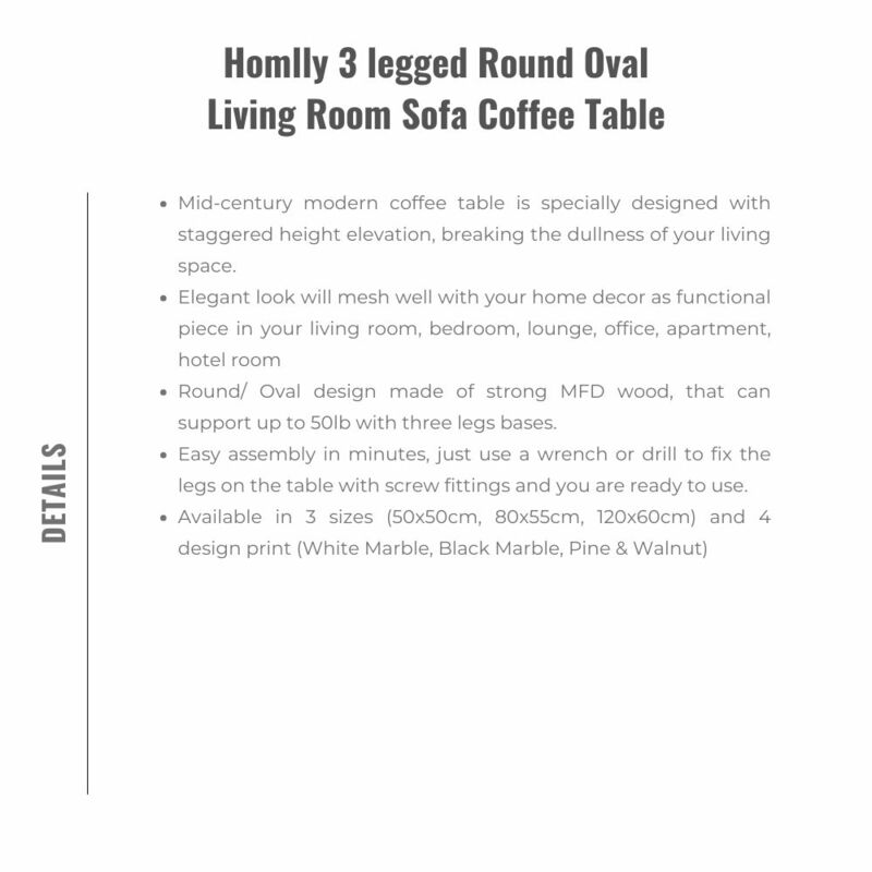 Homlly 3-beinige runde ovale Wohnzimmer Sofa Couch tisch