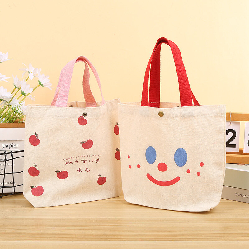 Cartoon Cute Canvas Tote Bags for Women Work Commuting Handbag College Style Student Shoulder Bag Large Capacity Shopping Bag