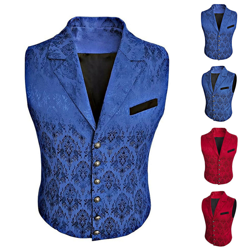 Colete masculino de corte sem mangas, peito único, ajuste emagrecedor, colarinho de corte, jaqueta de negócios, tops retrô, elegante