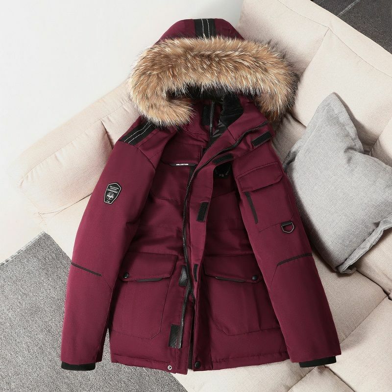 2023 Hooded Fur Collar Down Jacket Men / Women The Same Thick Winter Outdoor Snow Coat New Couple Tooling Oversized Jacket