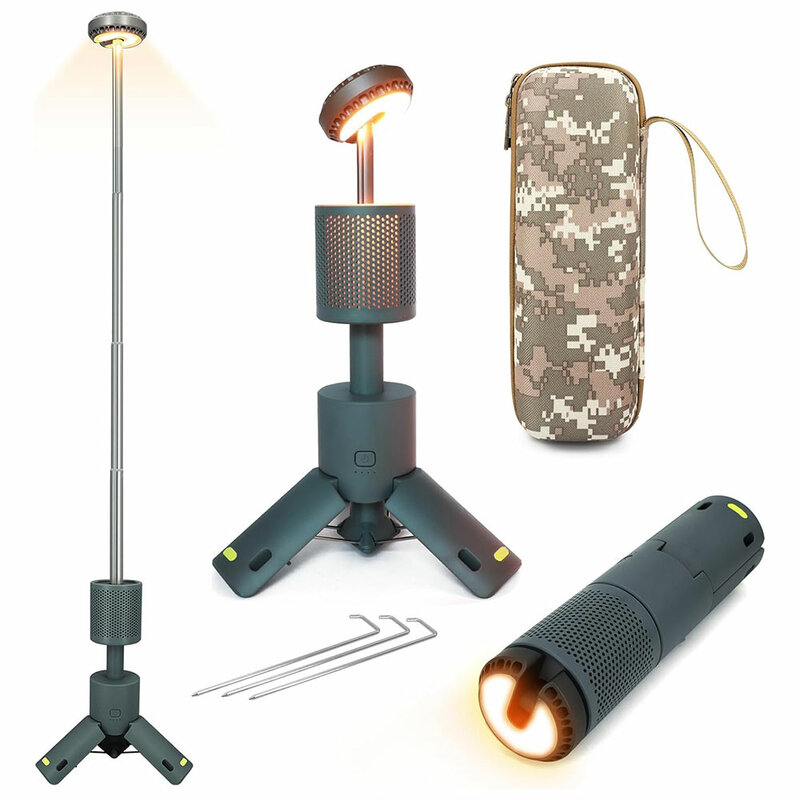 Lanterna da campeggio a LED per esterni, UBS ricaricabile, lanterna portatile per esterni a temperatura di colore regolabile, impermeabile IP65, retrattile