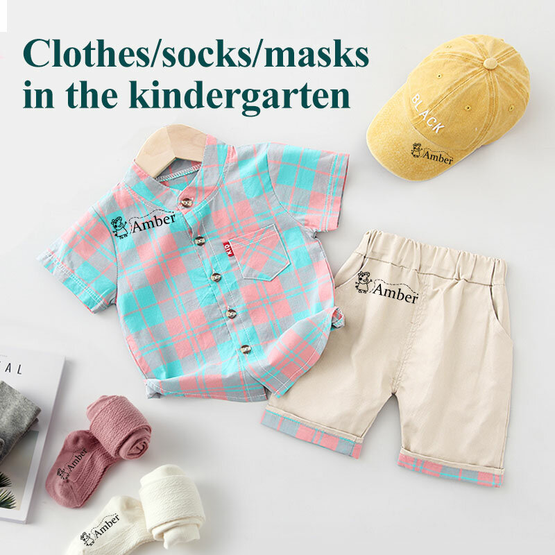 Sello personalizable para ropa, estampa sobre tela con un sello único y de diseño infantil para uso en tela a prueba de agua