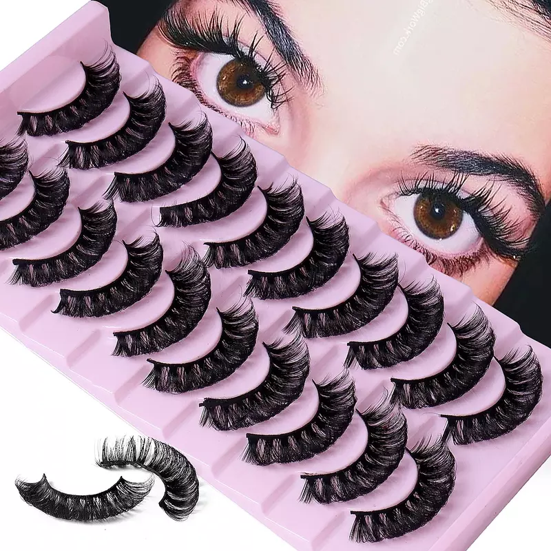 10 pairs DD Curl Lashes Russian Strip Lashes 3D Mink Eyelashes Natural Long Reusable Fluffy eyelashes extensions