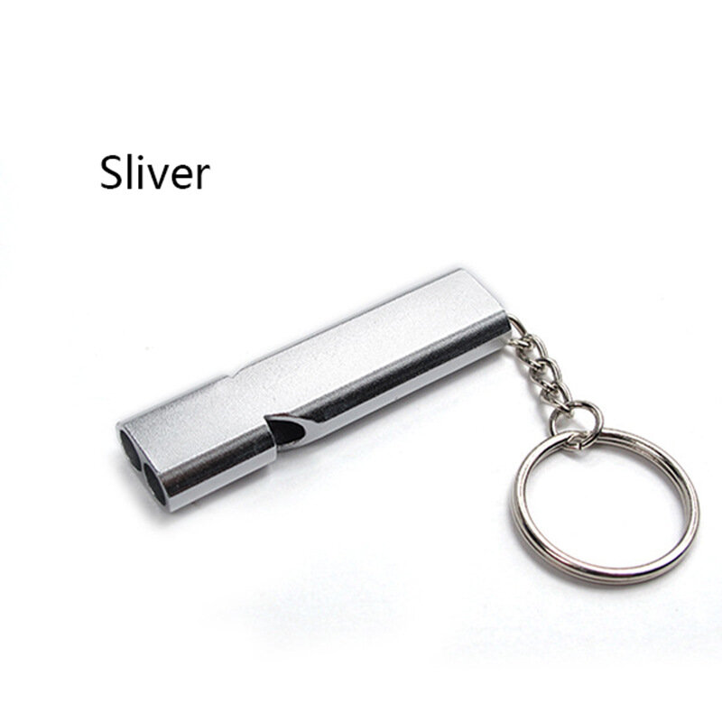 Aluminum Alloy Emergency Whistle, Double Pipe, Outdoor, High Decibel, Camping, Caminhadas, Safety Whistles, Survival Tools