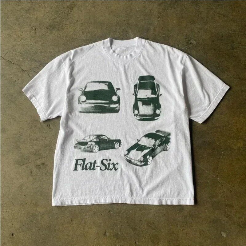 T-shirt rétro en pur coton pour femme, imprimé à motif respirant, vêtements de couple jeunesse, col grande taille, rue Y, nouveau, kawaii