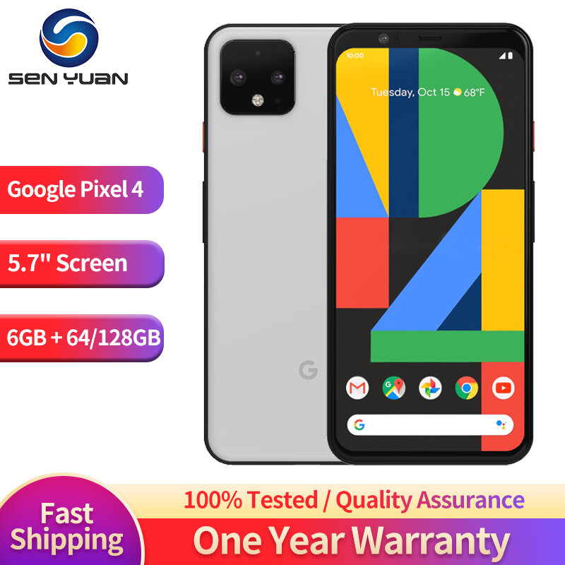 Téléphone portable Google Pixel 4 4G Android, SmartPhone, Dean NDavid, 5.7 ", 6 Go de RAM, 64 Go, 128 Go, 12MP + 16MP, Octa Core, Original, Permanence