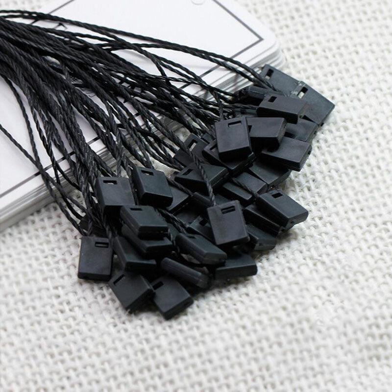 100pcs Clothing Tag Rope Clothes Lanyard Single Hand Wearing Rope Hanging Grain Plastic Square Buckle Label Polyester Rope