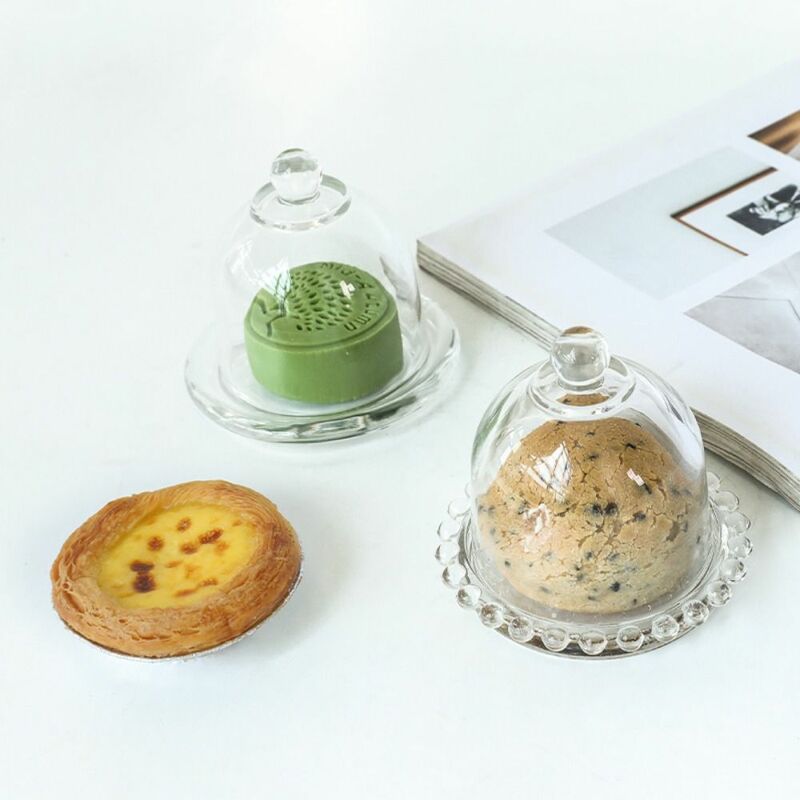 Support de rangement à dessert en verre artisanal, ornements de table à dessert transparents nordiques faciles à utiliser avec couvercle, escalade de service à gâteau domestique