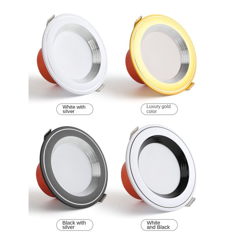 Living room downlight led embedded 7.5 hole 5W three color dimming household ceiling lamp spotlight copper lamp hole lamp