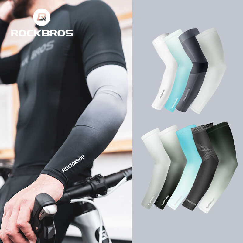 ROCKBROS-Mangas de seda de hielo para ciclismo, protección solar UV, transpirable, equipo de Fitness para correr al aire libre