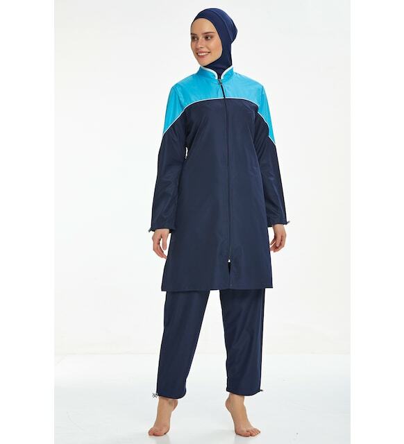 Maresiva 0552-22 azul marinho escuro completo fechado hijab maiô