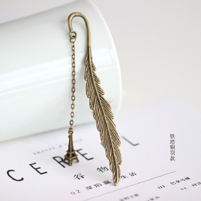 1Pc Creative Metal Feather Bookmark Chinese Style Retro Bookmark Student Stationery Graduation Ceremony Exquisite Gifts