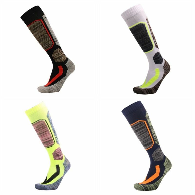 1 пара хлопковых спортивных лыжных носков, поглощающие пот дышащие спортивные носки, амортизирующие теплые носки для альпинизма